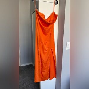 Elegant Orange Strapless Dress vesper 247